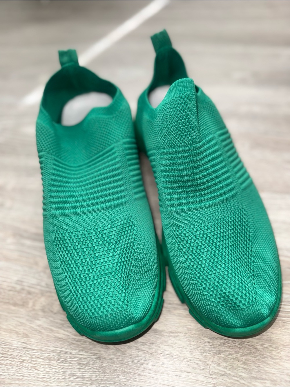 Green Knit Slip-On Sneakers